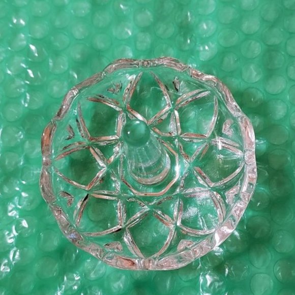 Vintage Crystal Cut Glass Ring Holder Diamond Design with Sawtooth Edge NWOT - Picture 2 of 4